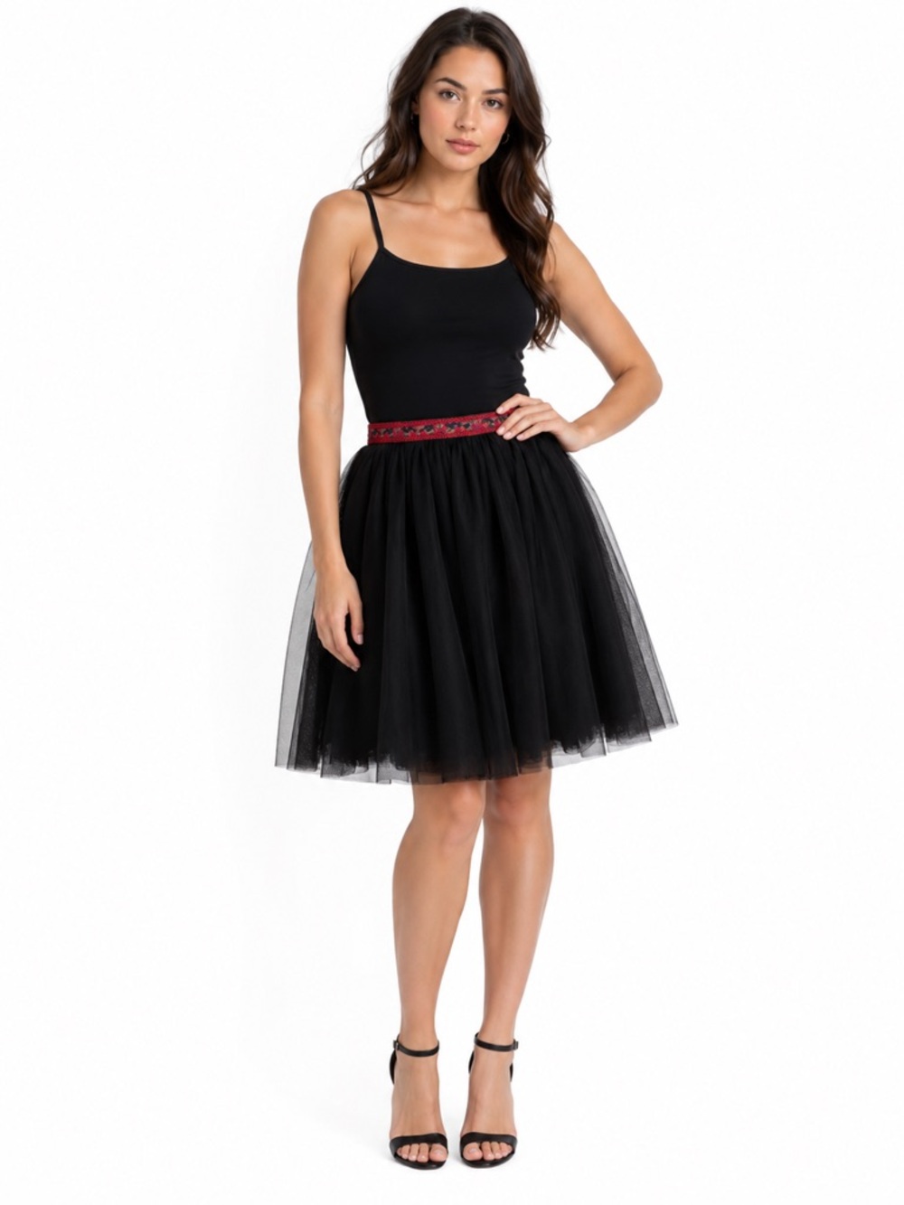 NWT Sherri Hill‎ Vintage Beaded Embroidered Black Tulle Prom Homecoming Skirt